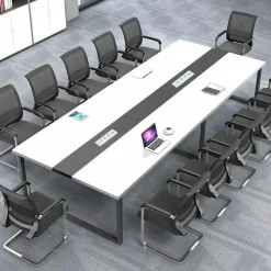 Konferenztisch 240x100cm mit Kabelmanagement und Kabeldurchführung für Büro und