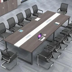 Konferenztisch 200x100cm mit Kabelmanagement - Moderner Besprechungstisch für
