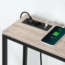 Konsolentisch mit Ladestation USB-Anschlüssen 200cm Grau Sofatisch