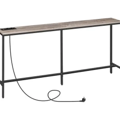 Konsolentisch mit Ladestation USB-Anschlüssen 200cm Grau Sofatisch