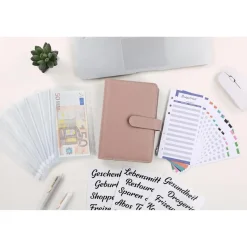 Konvinit A6 Budget Binder Set Rosa - Finanzplaner mit Geldumschlägen und