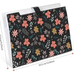 Konvinit Dokumentenmappe A4 mit 6 Fächern - Blumenmuster, ideal für Büro