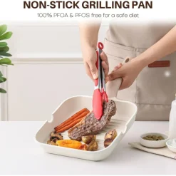 Kordisen Antihaft Grillpfanne 24 cm Quadratisch für Induktion mit Ausgießern