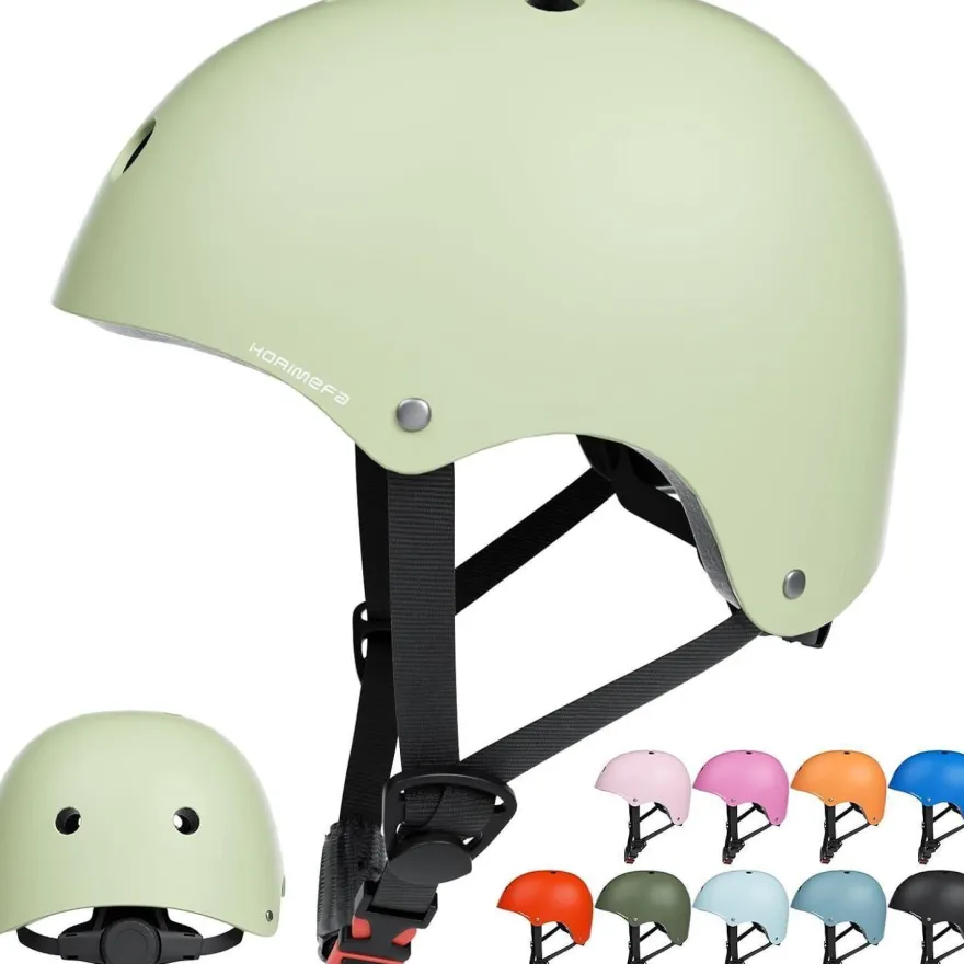 Korimefa Kinder Fahrradhelm Skaterhelm Mintgrün M, Verstellbar für 3-13 Jahre