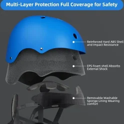 Korimefa Kinder Fahrradhelm Skaterhelm Verstellbar 3-13 Jahre Blau