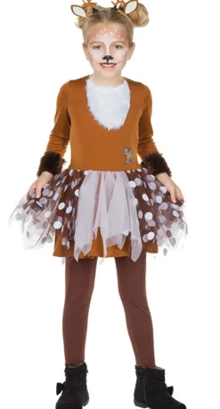 Kostüm Rehkitz Rehkostüm Kinder Reh Kleid Gr.116 128 140 braun Karneval Fasching