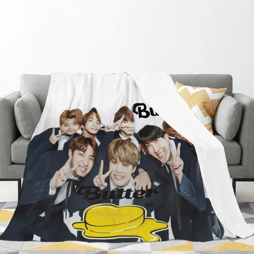 Kpop Bangtan Boys Flannel Fleece Blanket BTS Jung Kook SUGA Sofa Quilt Sommer Decke
