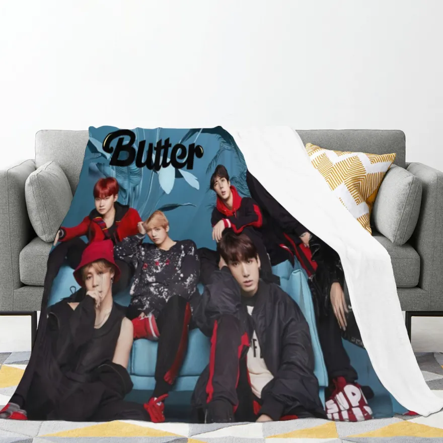 Kpop Bangtan Boys Flannel Fleece Blanket BTS Jung Kook SUGA Sofa Quilt Sommer Decke
