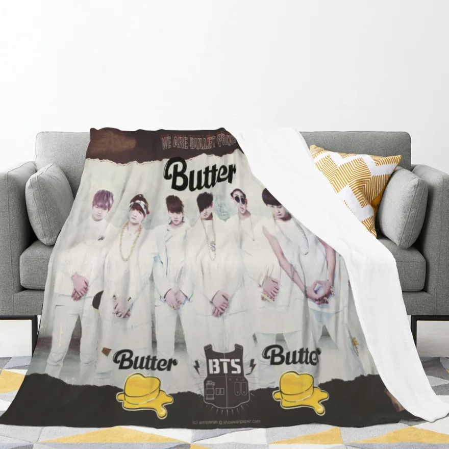 Kpop Bangtan Boys Flannel Fleece Blanket BTS Jung Kook SUGA Sofa Quilt Sommer Decke