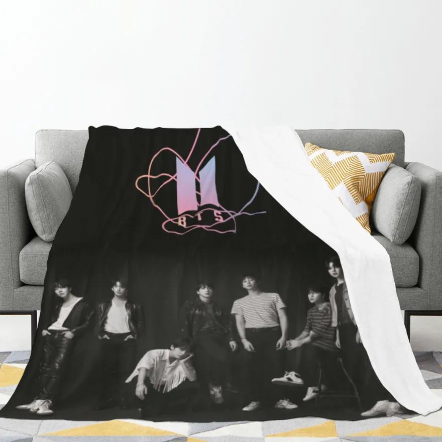 Kpop Bangtan Boys Flannel Fleece Blanket BTS Jung Kook SUGA Sofa Quilt Sommer Decke