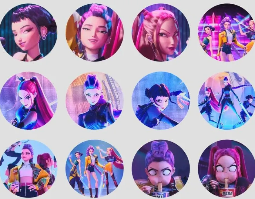 KPop Demon Hunters Essbar 12 Muffin Zuckermasse Tortenbild Tortenaufleger