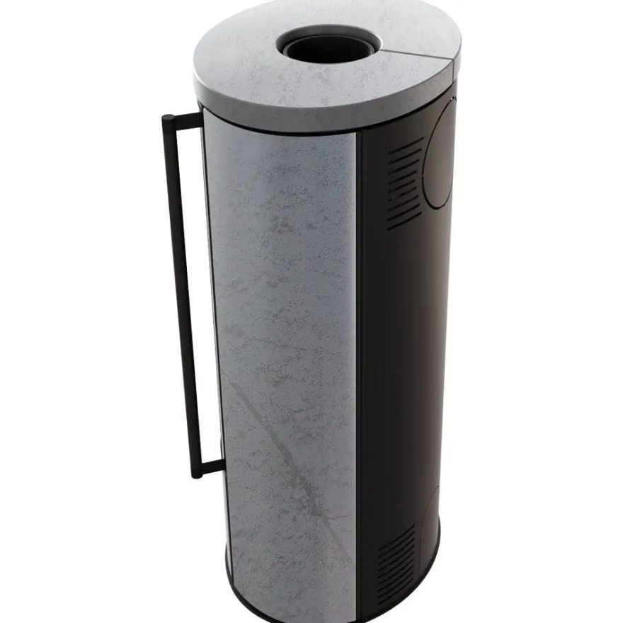 KRATKI ERIK Ø150 5,5 kW Keramikofen GRAY SATIN Deckel Schwarz Termotec