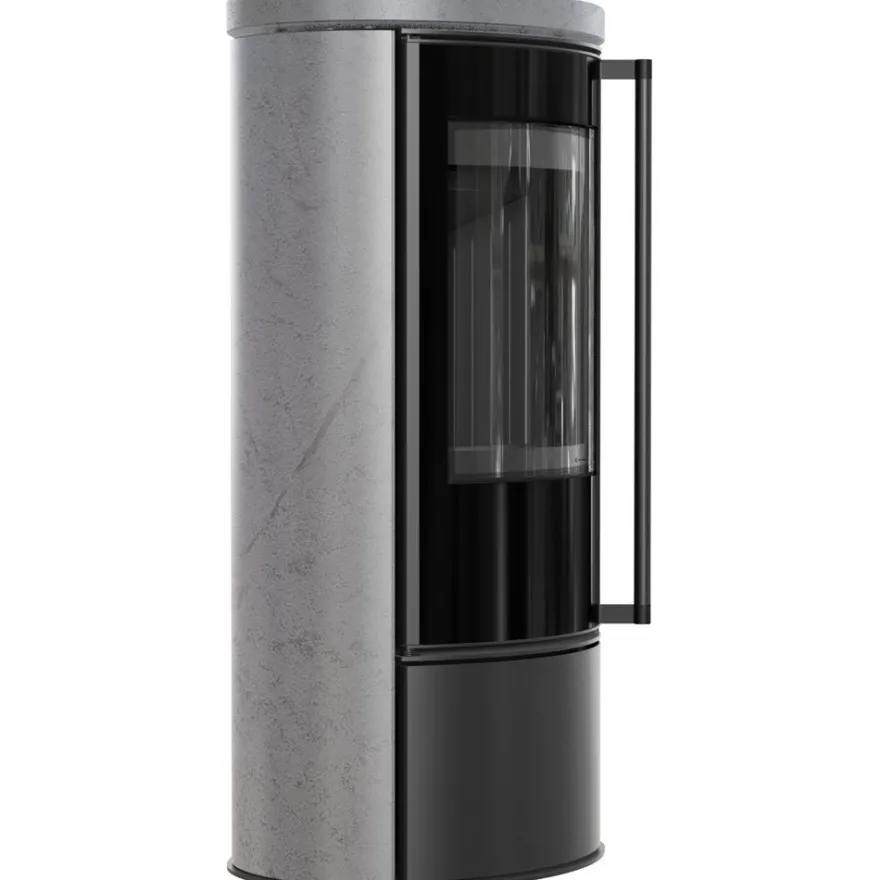 KRATKI ERIK Ø150 5,5 kW Keramikofen GRAY SATIN Deckel Schwarz Termotec