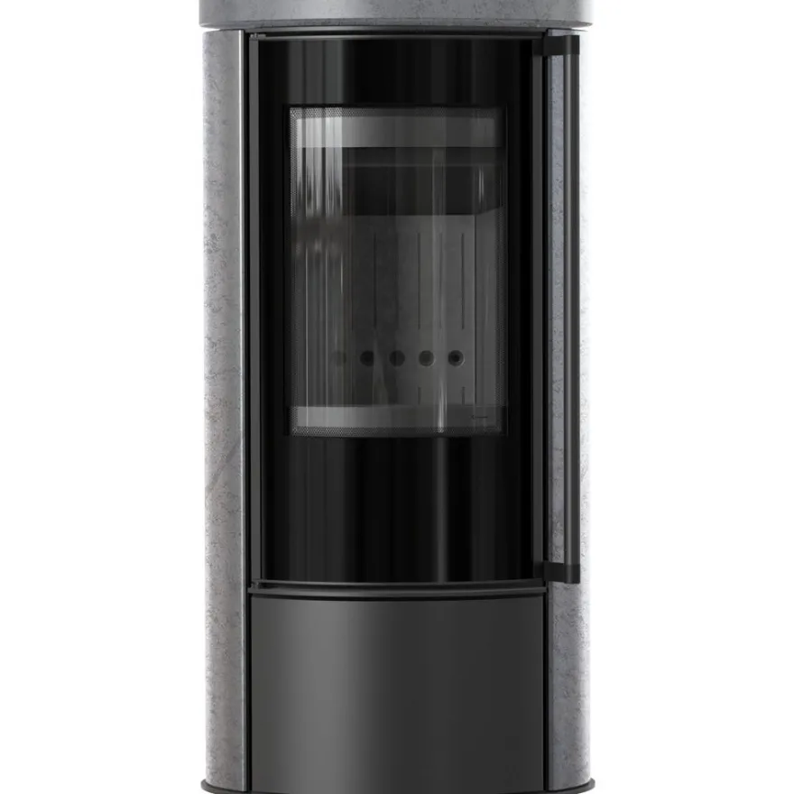 KRATKI ERIK Ø150 5,5 kW Keramikofen GRAY SATIN Deckel Schwarz Termotec