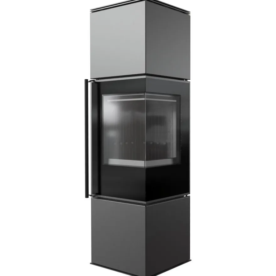 KRATKI REN M/P Kaminofen 7kW Ø150 Schwarz Montageset Selbstschließend