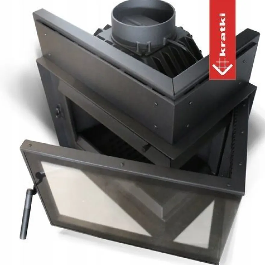 KRATKI SIMPLE Kamineinsatz links 8 kW Ø 150 – Gusseisen, Eckkamin, BImSchV II