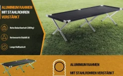 Kronenburg XXL Campingbett Feldbett 210 x 72 x 45 cm - belastbar bis 200 kg - schwarz