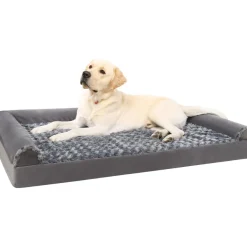 KSIIA Orthopädisches Hundebett XXL (121x76x18cm) Grau - Abnehmbarer Bezug, 3