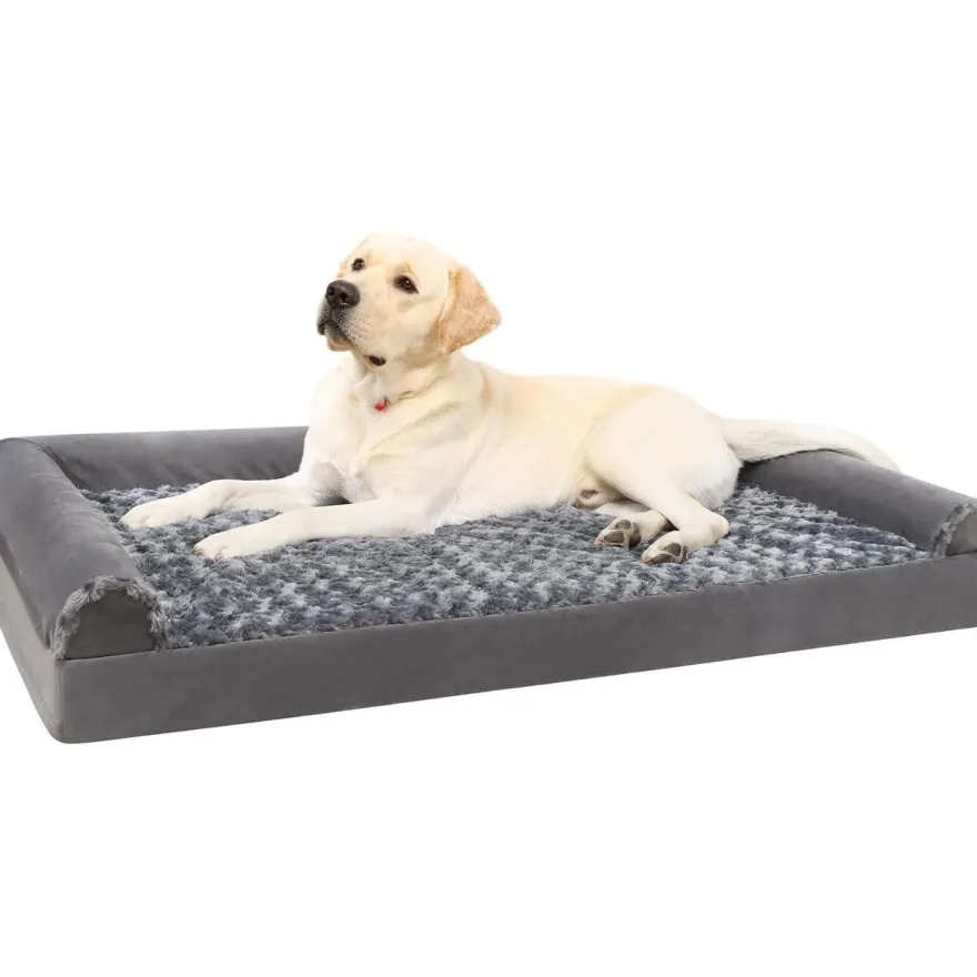 KSIIA Orthopädisches Hundebett XXL (121x76x18cm) Grau - Abnehmbarer Bezug, 3