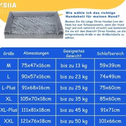 KSIIA Orthopädisches Hundebett XXL (121x76x18cm) Grau - Abnehmbarer Bezug, 3
