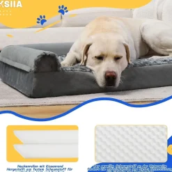 KSIIA Orthopädisches Hundebett XXL (121x76x18cm) Grau - Abnehmbarer Bezug, 3