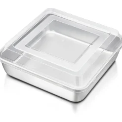 Kuchenform Edelstahl Auflaufform 24x24x5cm Brownie Backform Deckel