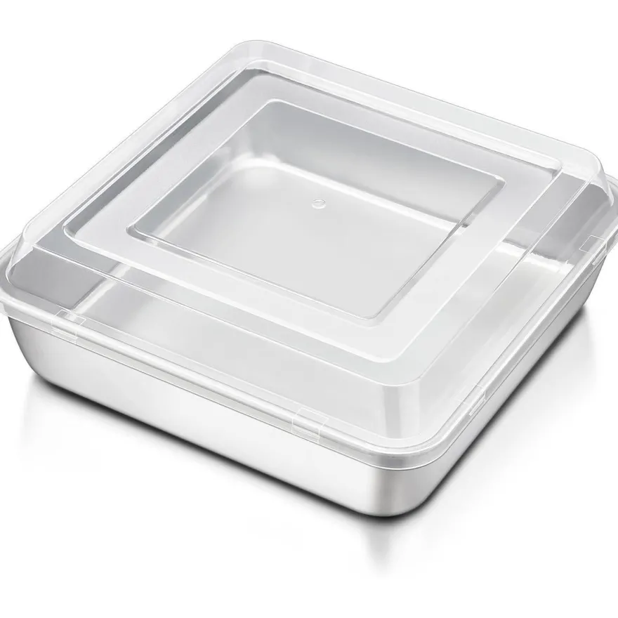 Kuchenform Edelstahl Auflaufform 24x24x5cm Brownie Backform Deckel
