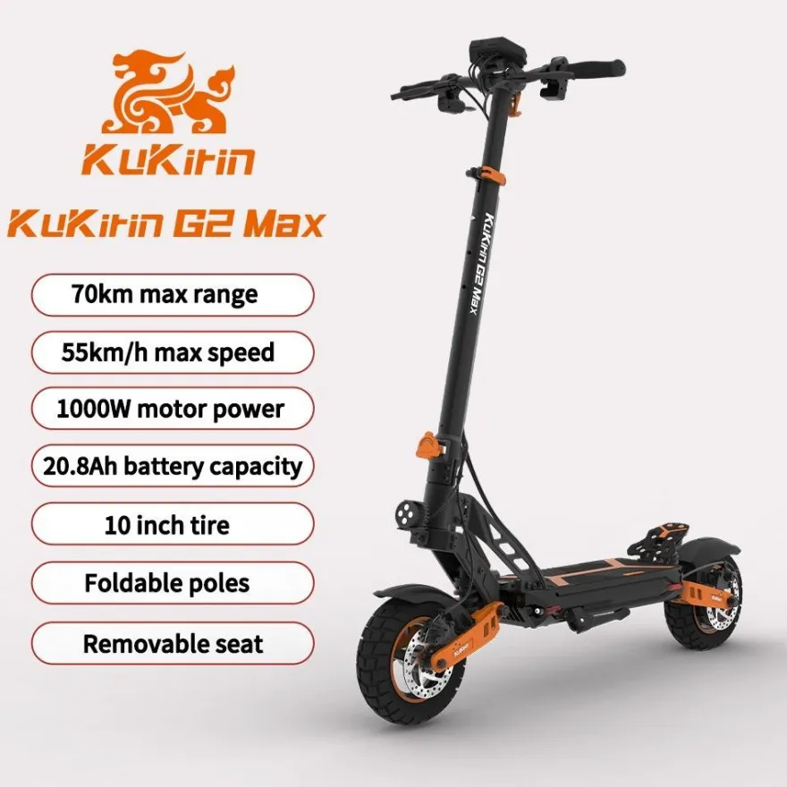 KuKirin G2 Max 1000W faltbarer Elektroroller, Höchstgeschwindigkeit 55km/h,20.8AhAkku