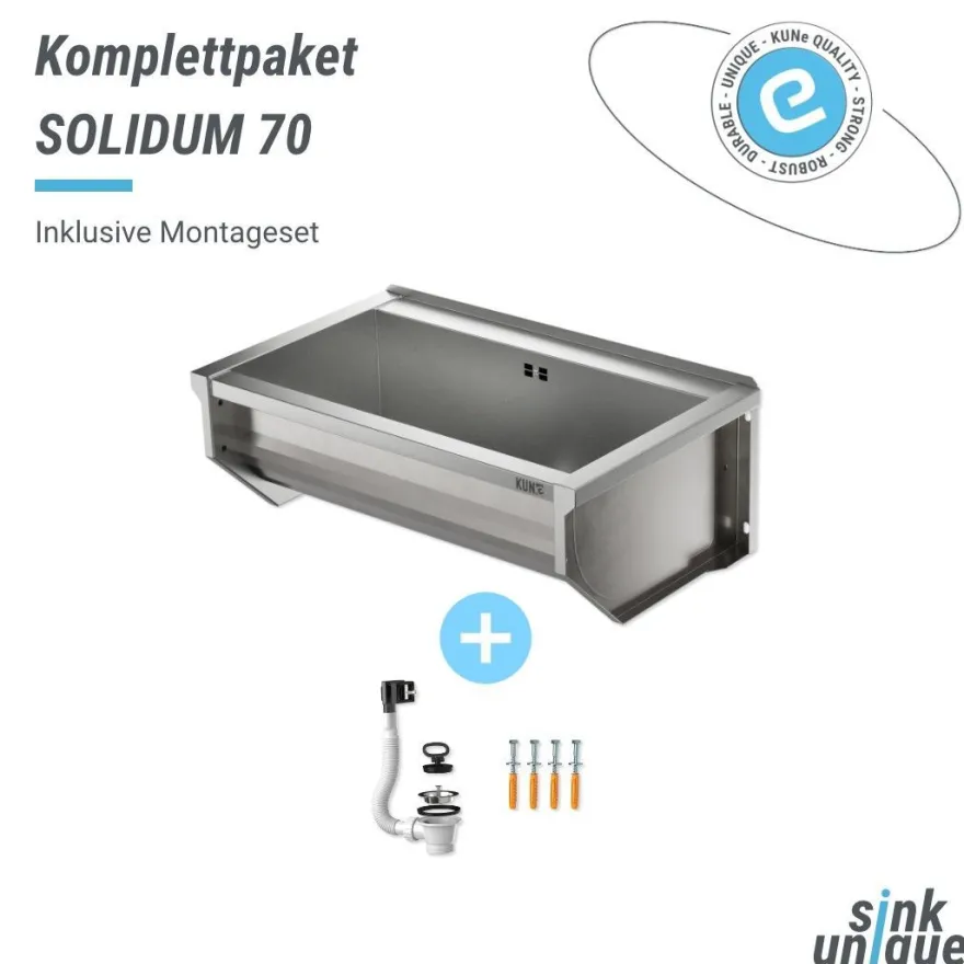 KUNe Solidum 70, Ausgussbecken Edelstahl 78,2 x 47 x 28 cm