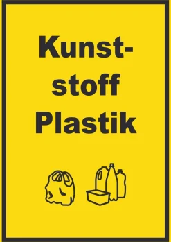 Kunststoff Plastik Mülltrennung Aufkleber Text Symbol shopping bag