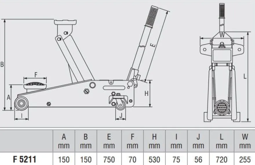 Kunzer Rangierwagenheber 2,25 Tonnen Hydraulischer Auto Wagenheber F5211