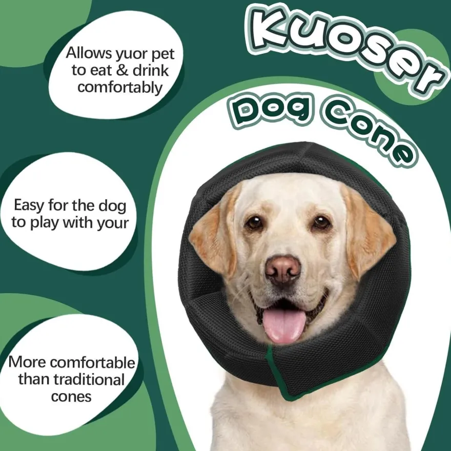 Kuoser Halskrause Hund Leckschutz Schutzkragen Einstellbar Hundekragen Grün M M
