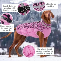 Kuoser Hundemantel Winter Rosa Leopard für kleine Hunde, Wasserdicht