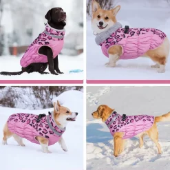Kuoser Hundemantel Winter Rosa Leopard für kleine Hunde, Wasserdicht