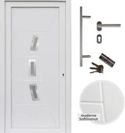 kuporta Haustüren Kunststoff Designline weiß Nebeneingangstür Eingangstür Türen