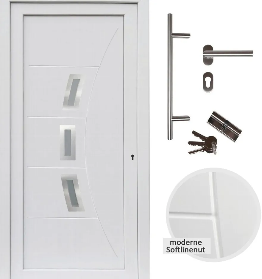 kuporta Haustüren Kunststoff Designline weiß Nebeneingangstür Eingangstür Türen
