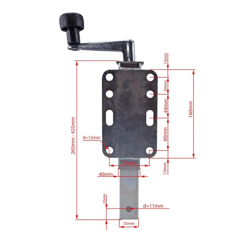 Kurbelstütze Spindelstütze 40 x 40mm für Bootsanhänger