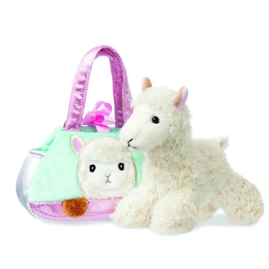 1 Kuscheltier in Handtasche, Katze, Pferd, Einhorn, Alpaka, 18 cm, Plüschtier Tasche
