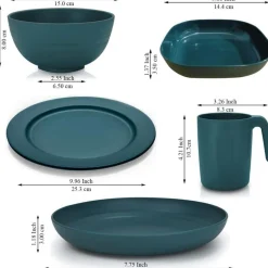 Kyraton Camping Kunststoff Geschirrset 20-teilig Dunkelgrün