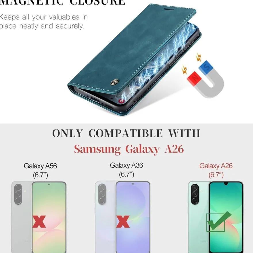 KZB Handyhülle für Samsung Galaxy A26 5G, Klappbar Tasche Flip in Lederoptik