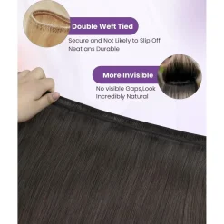LaaVoo Echthaar Extensions Mokka Braun Sew in Weft Tressen Glatt 40cm 100g #1C