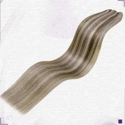 LaaVoo Echthaar Tressen Extensions Blond Highlighted Glatt Weft Extensions