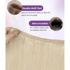 LaaVoo Echthaar Tressen zum Einnähen Blond Remy Extensions 60cm 100g - Bleiche