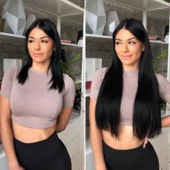 LaaVoo Invisible Secret Wire Extensions Echthaar Schwarz #1 Fish Line Hair