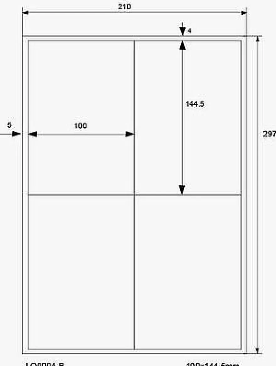 LabelOcean LO-0004-B-70-100, 400 Etiketten, 100x144,5 mm, 100 Blatt DIN A4, 70g/ qm