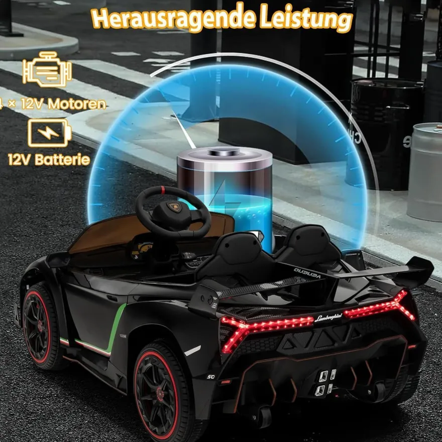 Lamborghini Elektroauto für Kinder, Kinderfahrzeug mit 2,4-G Fernbedienung& Hupe