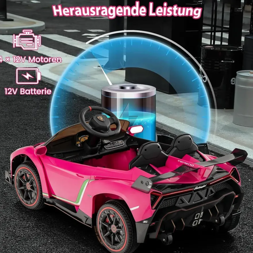 Lamborghini Elektroauto für Kinder, Kinderfahrzeug mit 2,4-G Fernbedienung& Hupe