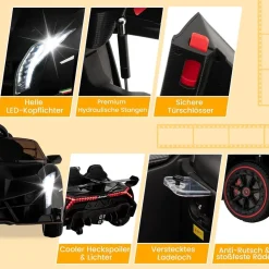 Lamborghini Elektroauto für Kinder, Kinderfahrzeug mit 2,4-G Fernbedienung& Hupe
