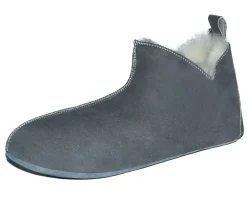 Lammfell Leder Mokassin Hausschuhe Pantoffeln Hüttenschuhe Slipper Gr.36-47 Grau