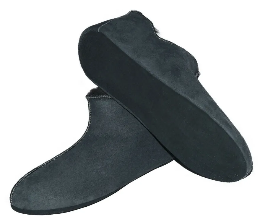 Lammfell Leder Mokassin Hausschuhe Pantoffeln Hüttenschuhe Slipper Gr.36-47 Grau